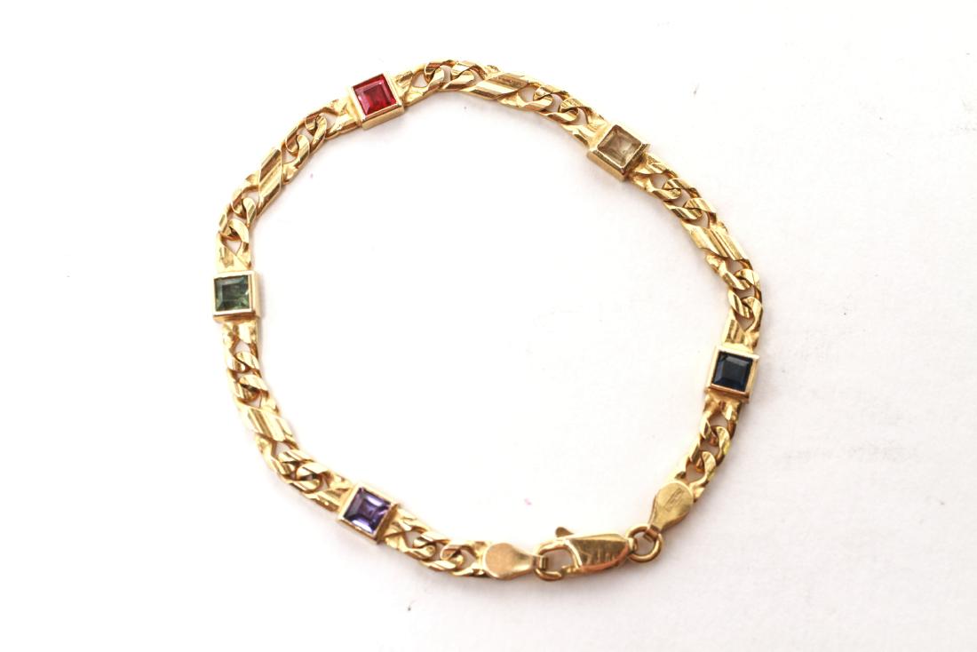 14K Gold Ruby Sapphire Amethyst & Topaz Bracelet (1 of 7)