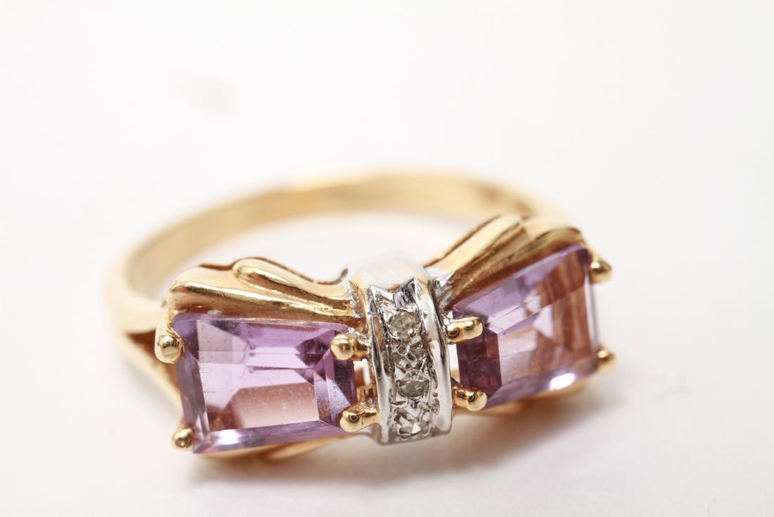 14K Gold Amethysts & Diamonds Bow Motif Ring (1 of 11)