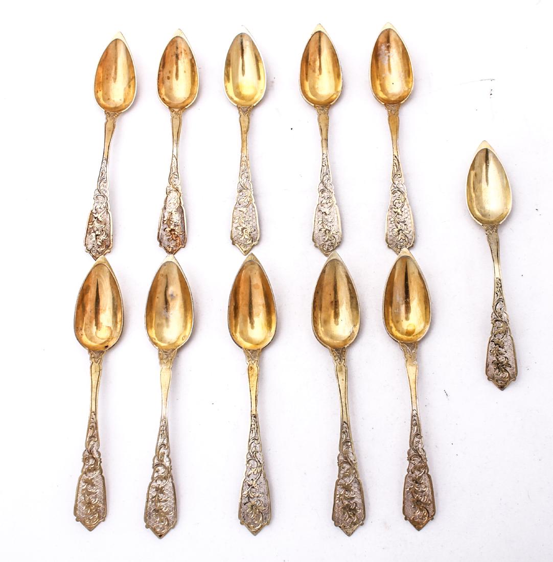 Vermeil Silver Grapefruit Spoons Set of 10 Antique (1 of 5)