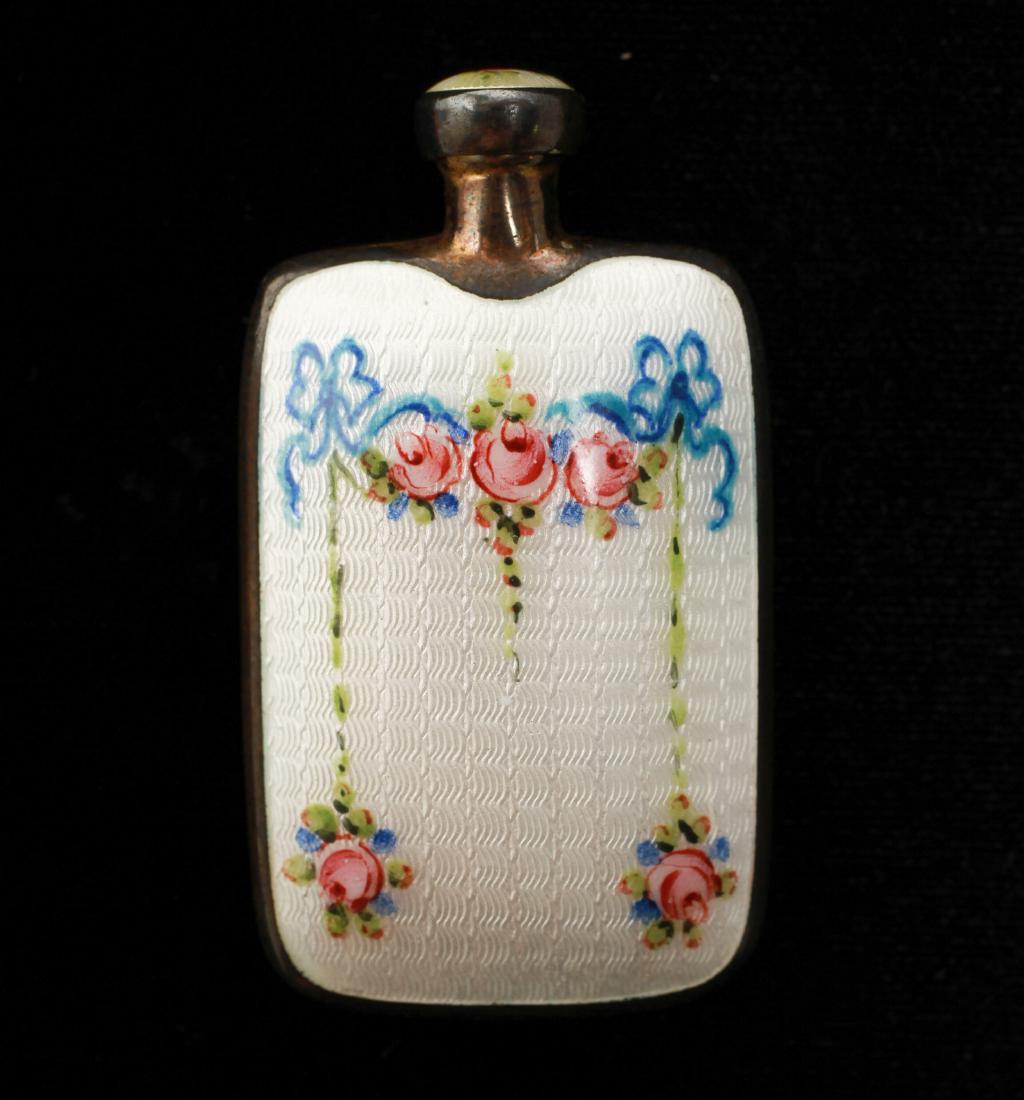 Edwardian Silver & Enamel Perfume Flask / Bottle (1 of 7)
