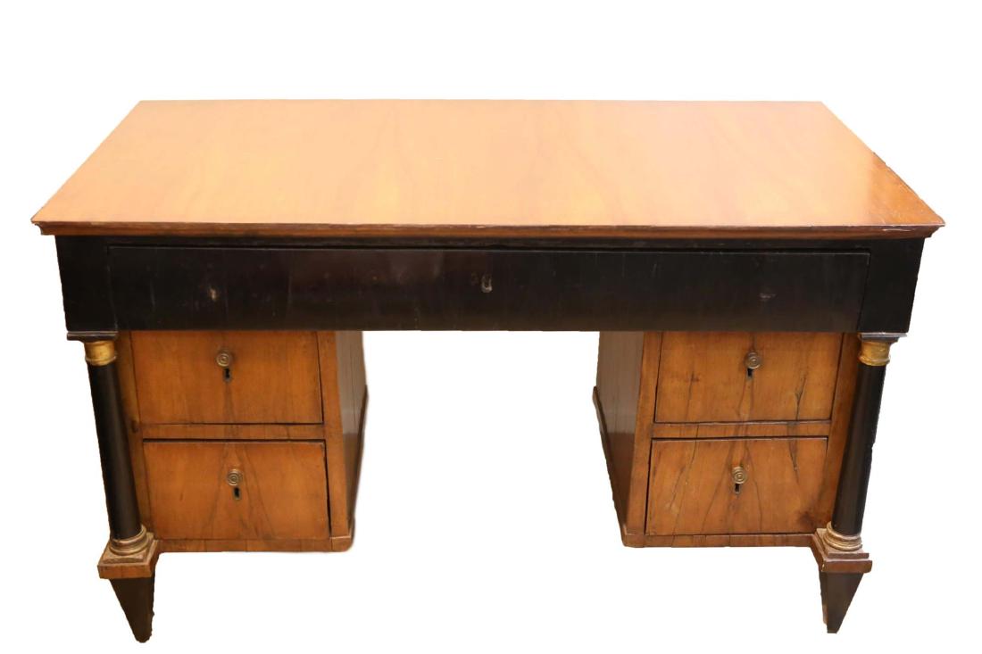 Biedermeier Walnut & Ebonized Wood Desk, Antique (1 of 20)