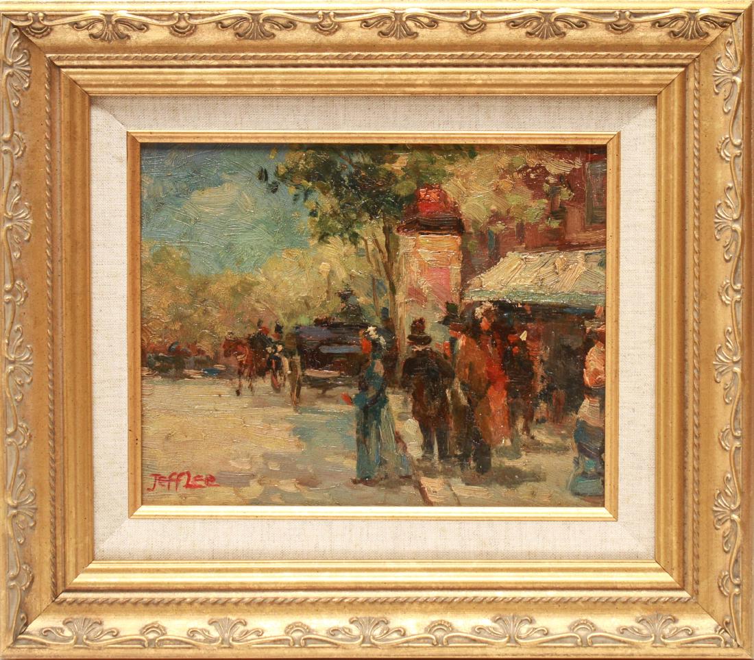 Jeff Lee "Paris Street Scene w Woman Crossing" Oil (1 of 5)