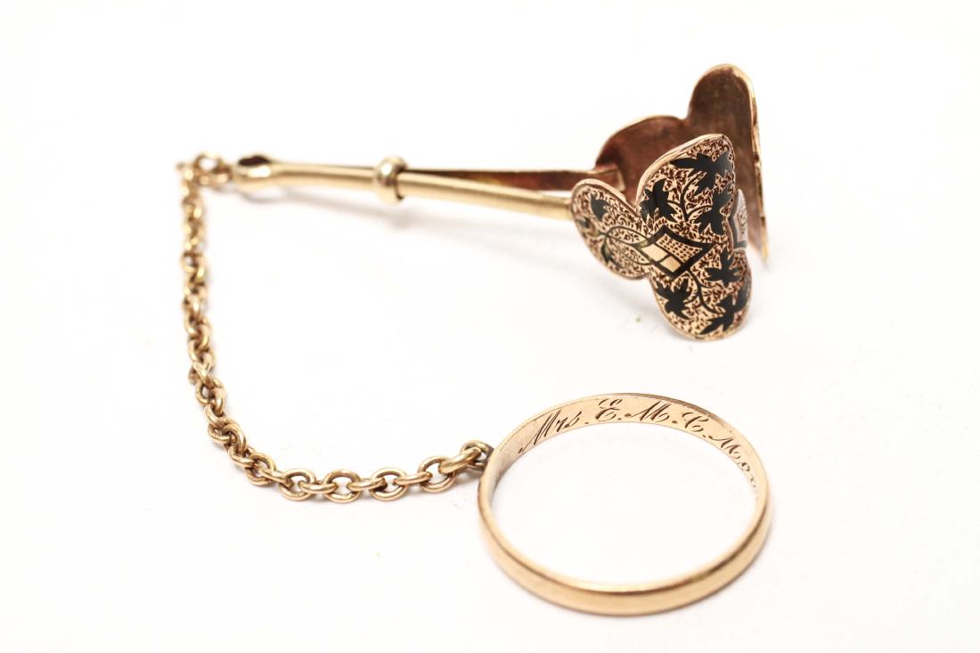 14K Gold & Enamel Lady's Cigarette Holder w Ring (1 of 6)