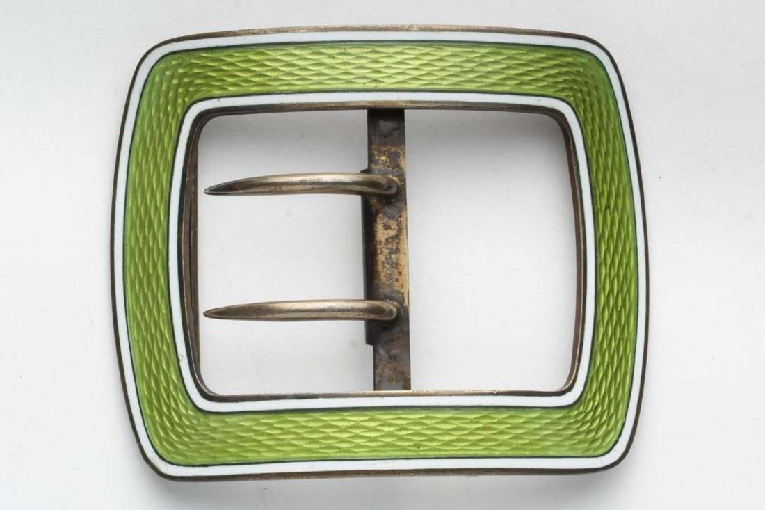Silver & Guilloche Enamel Belt Buckle, Antique (1 of 4)