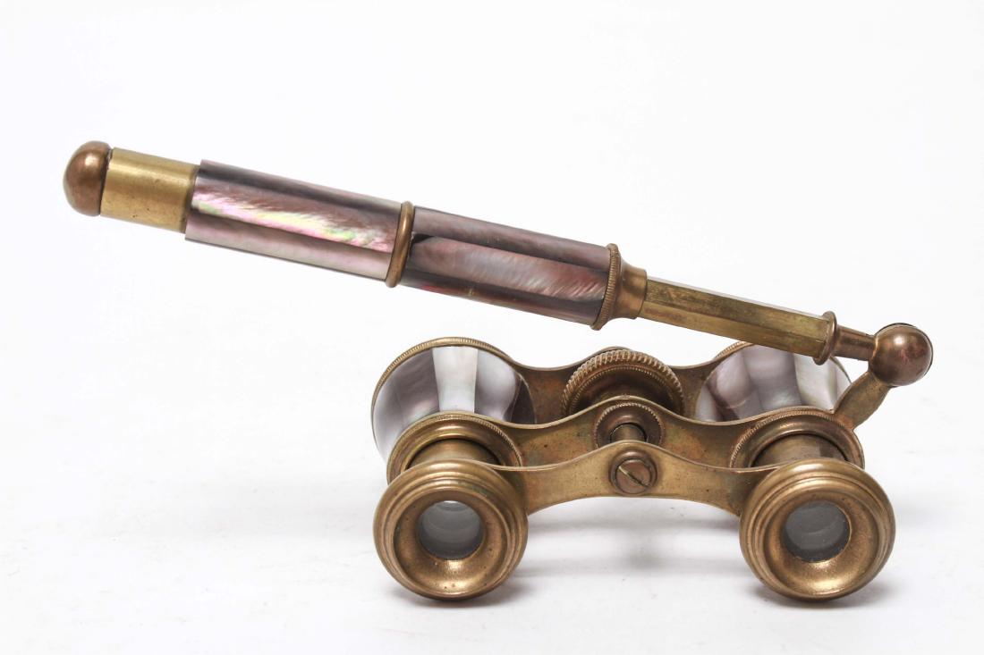 Opera Glasses, Brass & Mother of Pearl, Antique (1 of 8)