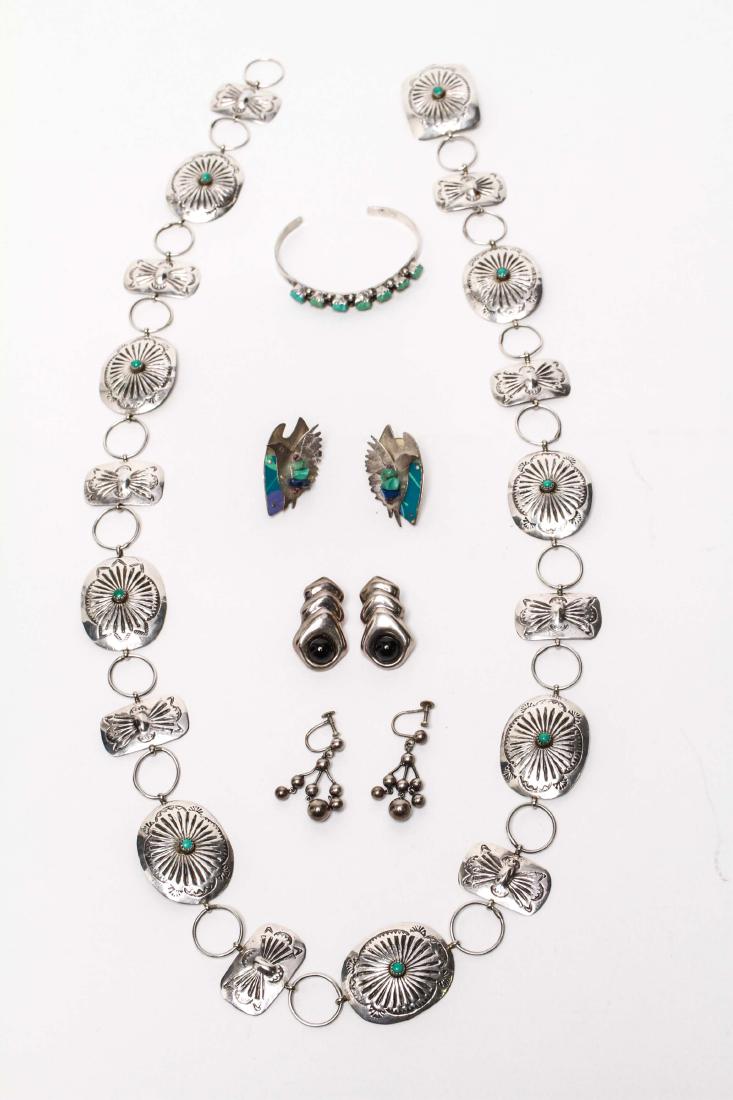 Southwestern Silver Concho Belt Earrings Bracelet (1 of 8)