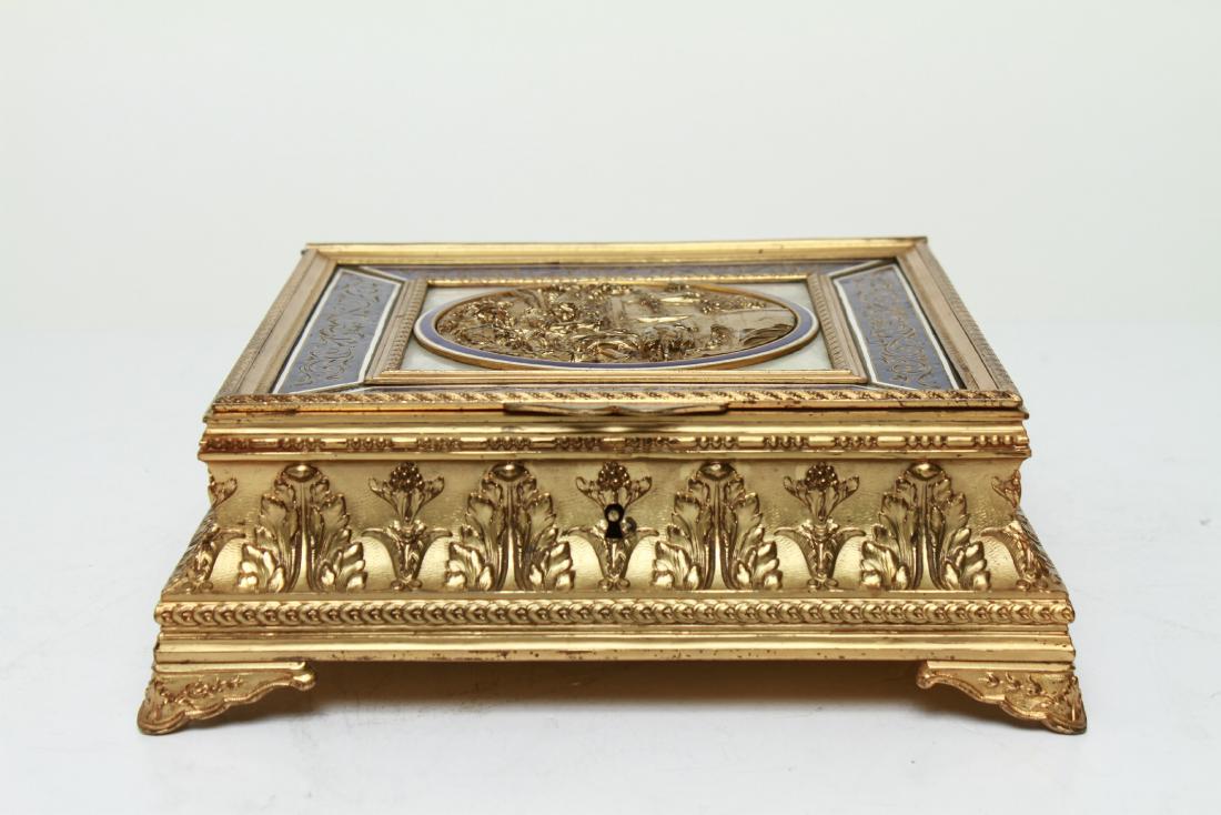 French Gilt Bronze & Enamel Jewelry Box, 19th C. (1 of 19)