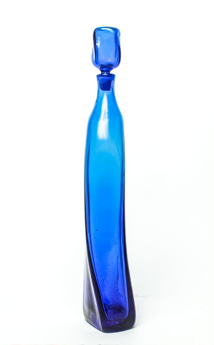 Mid Century Blenko Cobalt Blue Glass Bottle (1 of 7)