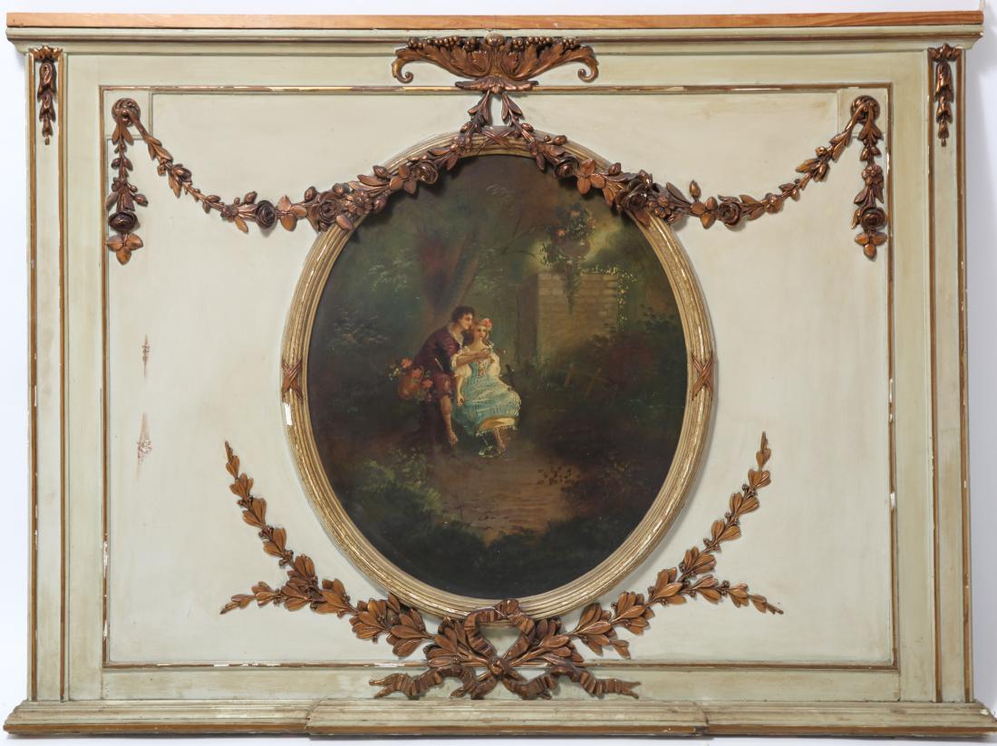 French Trumeau Panel "La Lecon de Flute" Oil (1 of 10)