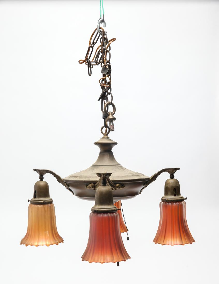 Belle Epoque Chandelier w Iridescent Glass Shades (1 of 4)