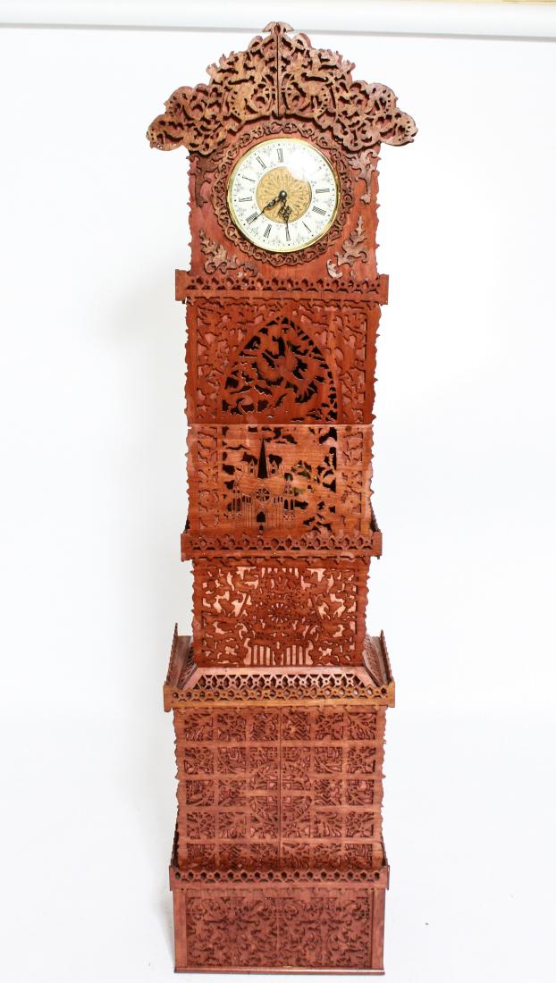 Grand-Father Tall Case Clock Open-Work Wood Panels (1 of 9)