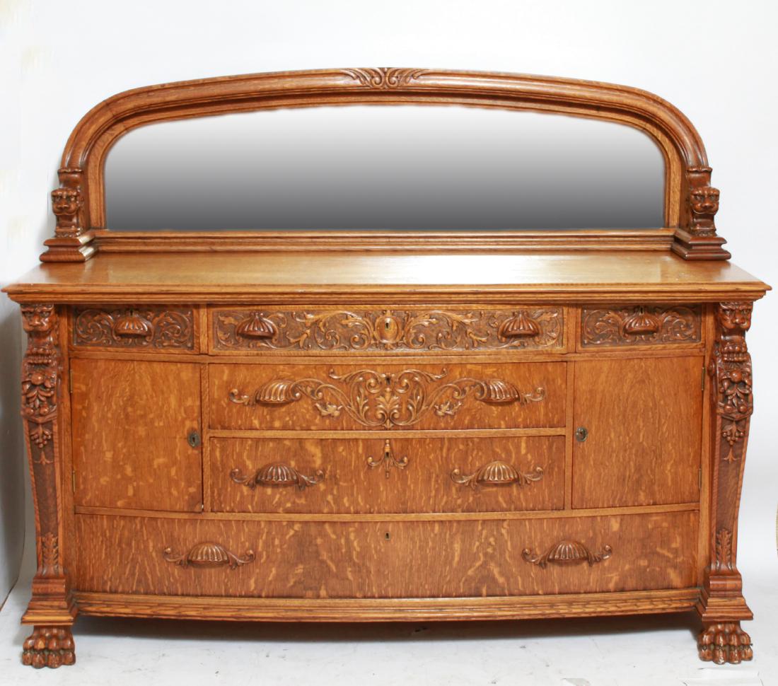 RJ Horner Manner Carved Tiger Oak Sideboard (1 of 18)