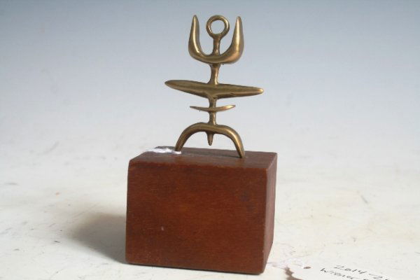 Mid 20th C Ed Wiener Micro Style Bronze Sculpture: Mid 20th C Ed Wiener Micro Style Bronze Sculpture on Original Wood Base3 3/4" x 2" with base Serial#/Vin: 2014-24