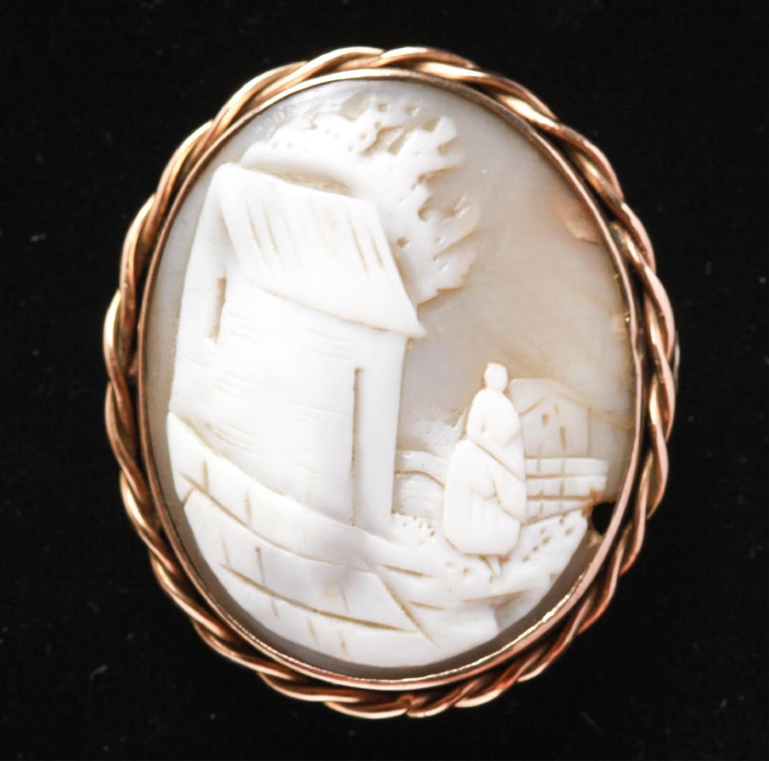 Victorian 14K Gold Carved Shell Cameo Brooch (1 of 2)