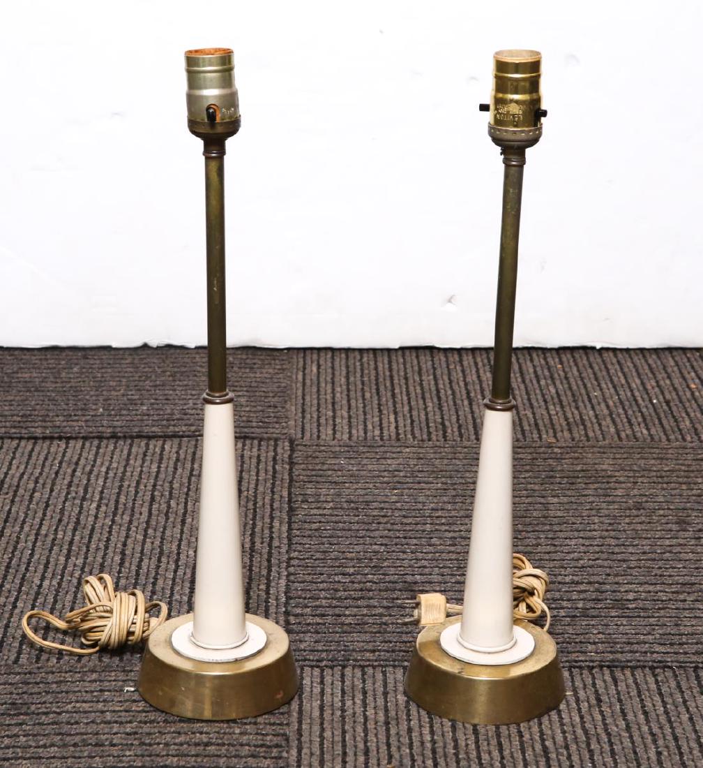 Mid-Century Modern Brass & Enamel Table Lamps, Pr (1 of 3)