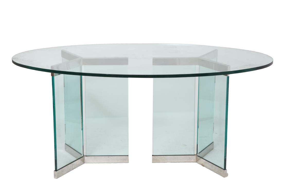 Leon Rosen for Pace Glass & Chrome Dining Table (1 of 8)