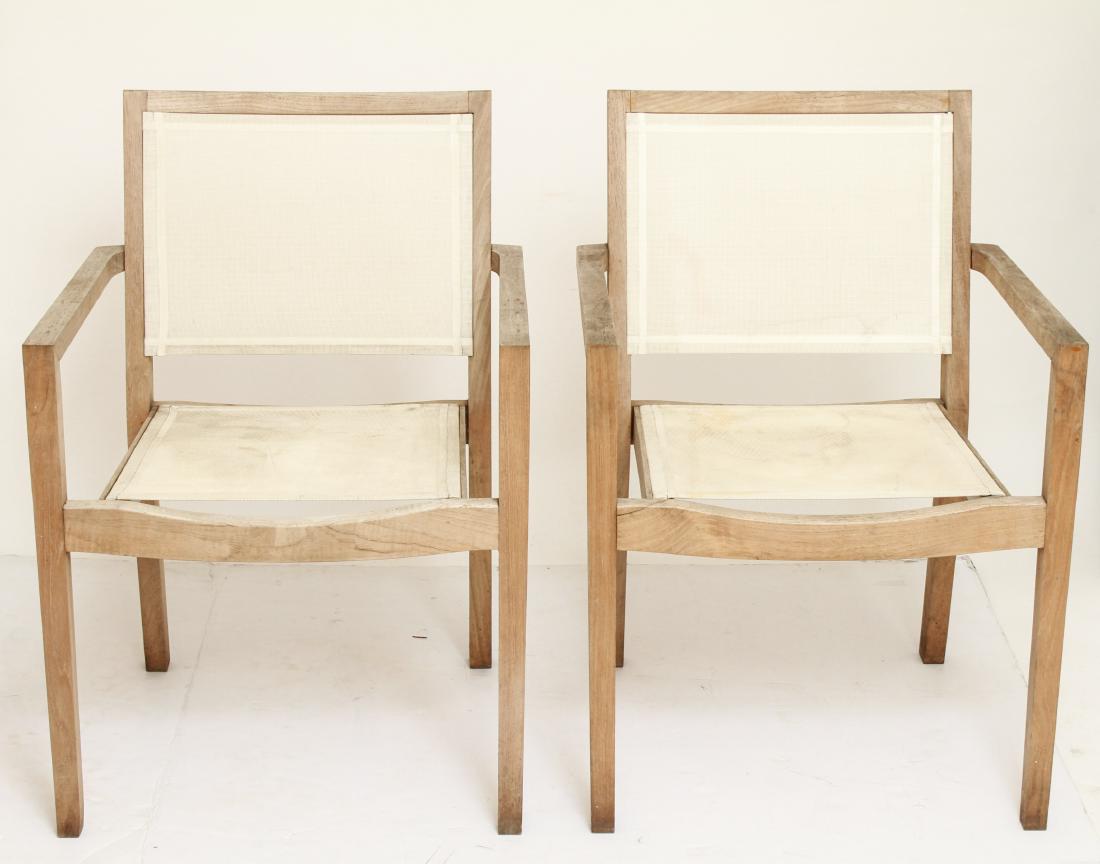 Modern "Regatta" Teak & Mesh Garden Chairs, Pr (1 of 5)