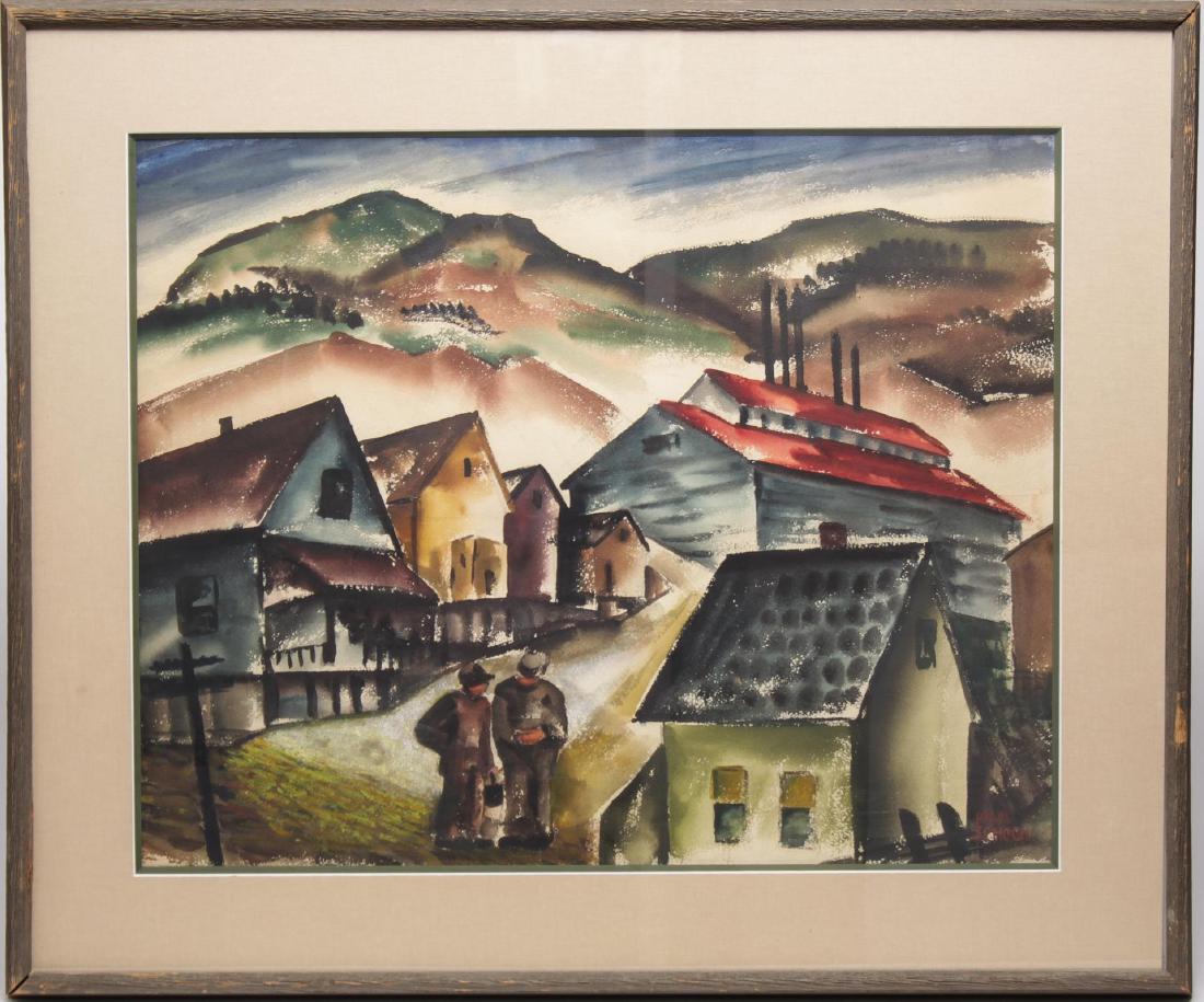 Pearl Schoch WPA Manner Landscape Watercolor (1 of 4)