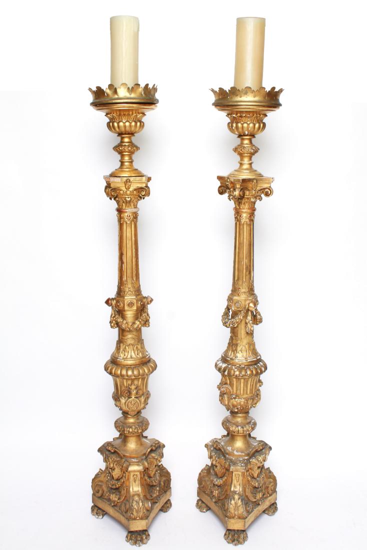 Large Neoclassical Giltwood Candlesticks Pair (1 of 10)