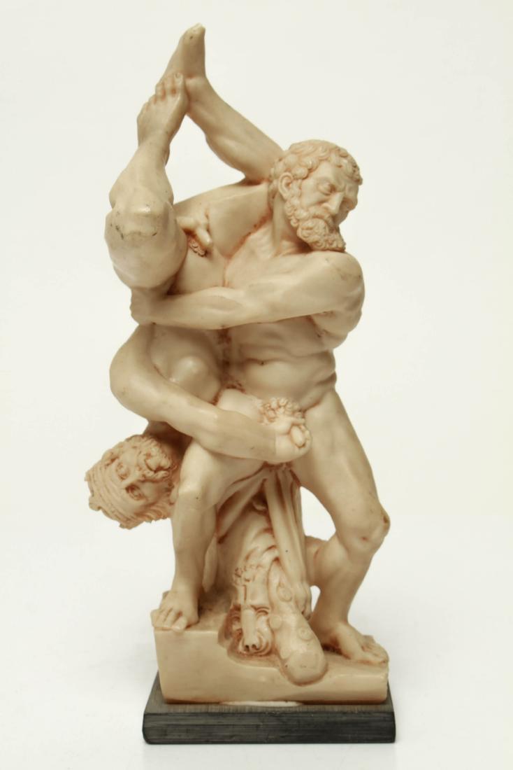 After de' Rossi Hercules Diomedes Erotic Sculpture: After Vincenzo de' Rossi. Hercules & Diomedes, homoerotica / erotic resin figures on a black base, resin sculpture. 9.5" H x 4.5" W x 3.5" D.