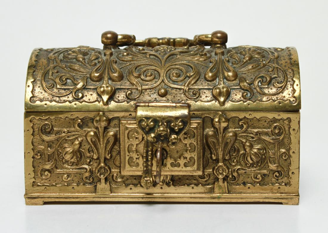 Gilt Brass Dome Top Locking Trinket Jewelry Chest (1 of 12)