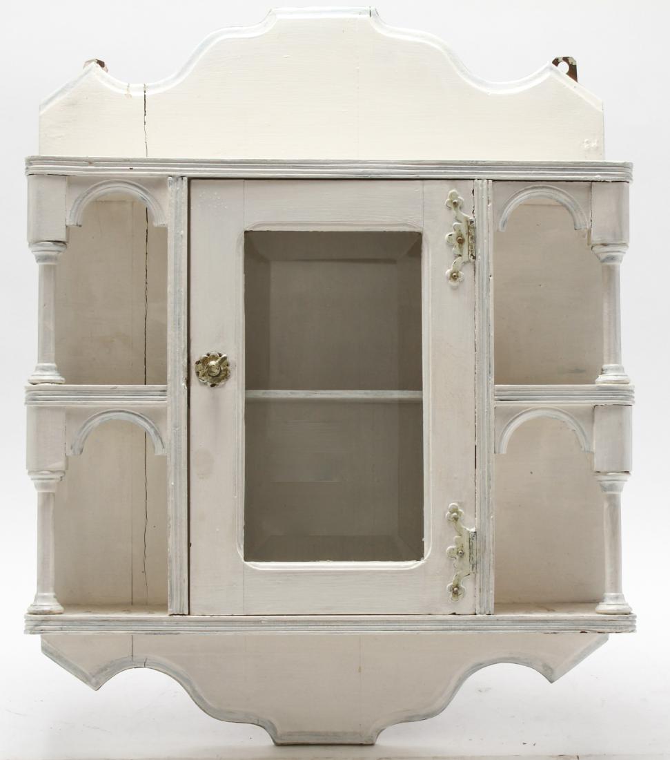 Wall Cabinet & Shelves w Glass Door, Painted Wood (1 of 4)