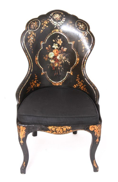 Victorian Lacquered & MOP Shaped-Back Side Chair (1 of 9)