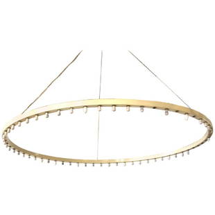 Phillip Enfield Mid-Century Modern Chandelier: Phillip Enfield (American, 1914-2004) mid-century modern monumental chandelier, round / hoop / wheel form, circa 1970, aluminum. 60" diameter.