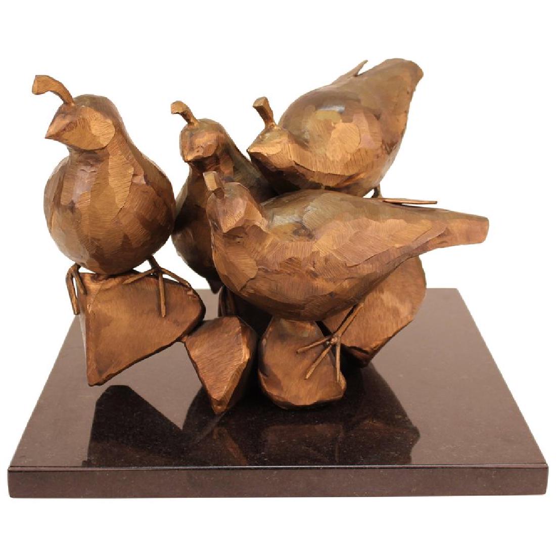 Steve Tyree "Quails" Sculpture Bronze on Marble (1 of 12)