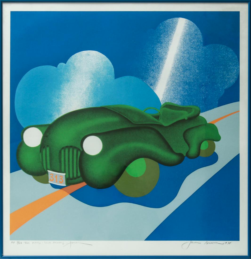Jack Brusca "Sportster" Car / Automobile Serigraph: Jack Brusca (American,1939-1993) "Sportster," car / automobile, edition # and inscribed lower left, "AP 3/30 For Margot Love Always -Jack," signed and dated in pencil lower right, "Jack Brusca 1978" s