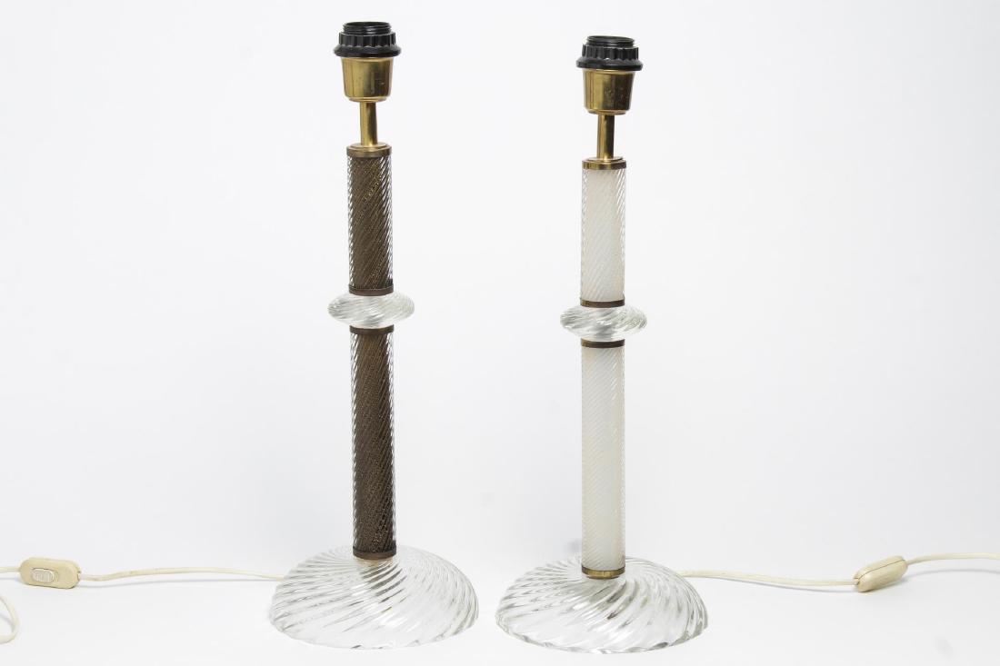 Murano Glass Swirled Candlestick Lamps, Pair (1 of 3)