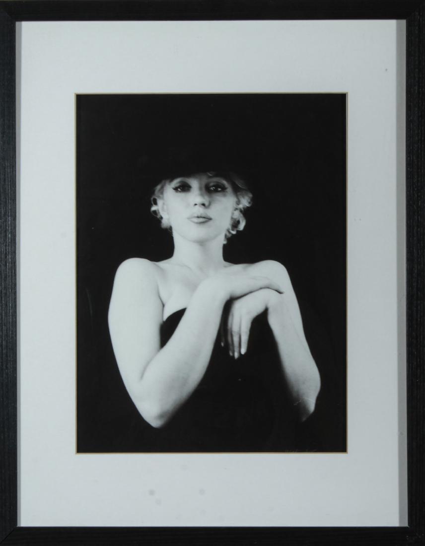 Milton Greene "Marilyn Monroe" B&W Photolithograph: Milton Greene (American, 1922-1985) Marilyn Monroe "Black Sitting," photolithograph signed in print lower right: "Milton H Greene," stamped on reverse: " Photograph by Milton H Greene (c) 2001 ... ID: