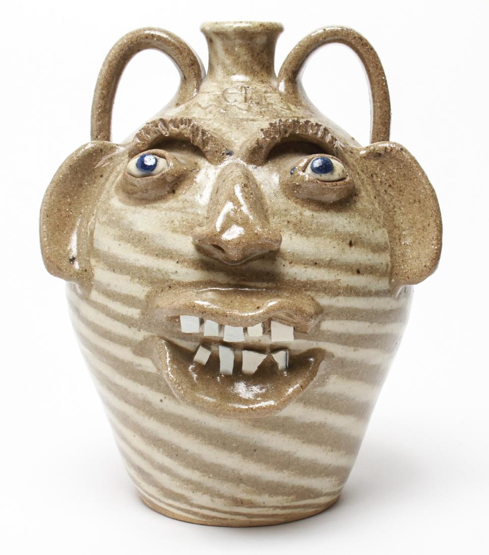Charles Lisk Folk Art Pottery Face Jug