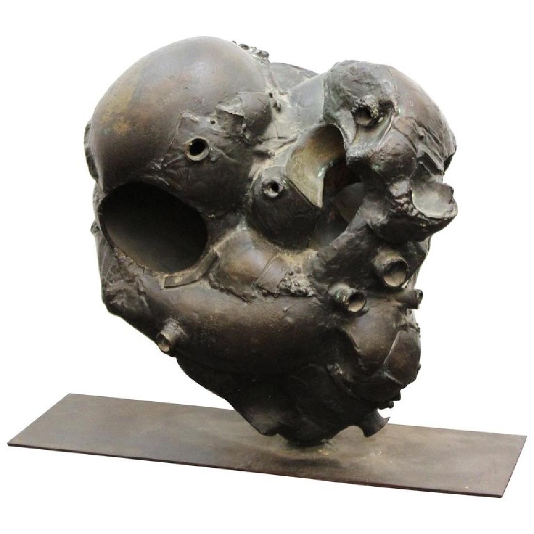 Pablo Serrano Abstract Brutalist Bronze Sculpture: Pablo Serrano (Spain, 1908-1985) Abstract Brutalist bronze sculpture abstract biomorphic shape on rectangular base, signed 'Serrano' on one side. 16" H x 20" diameter.