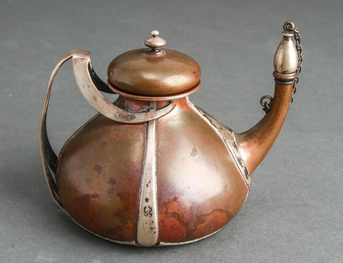 Gorham Silver & Copper Teapot-Form Oil Lamp (1 of 6)