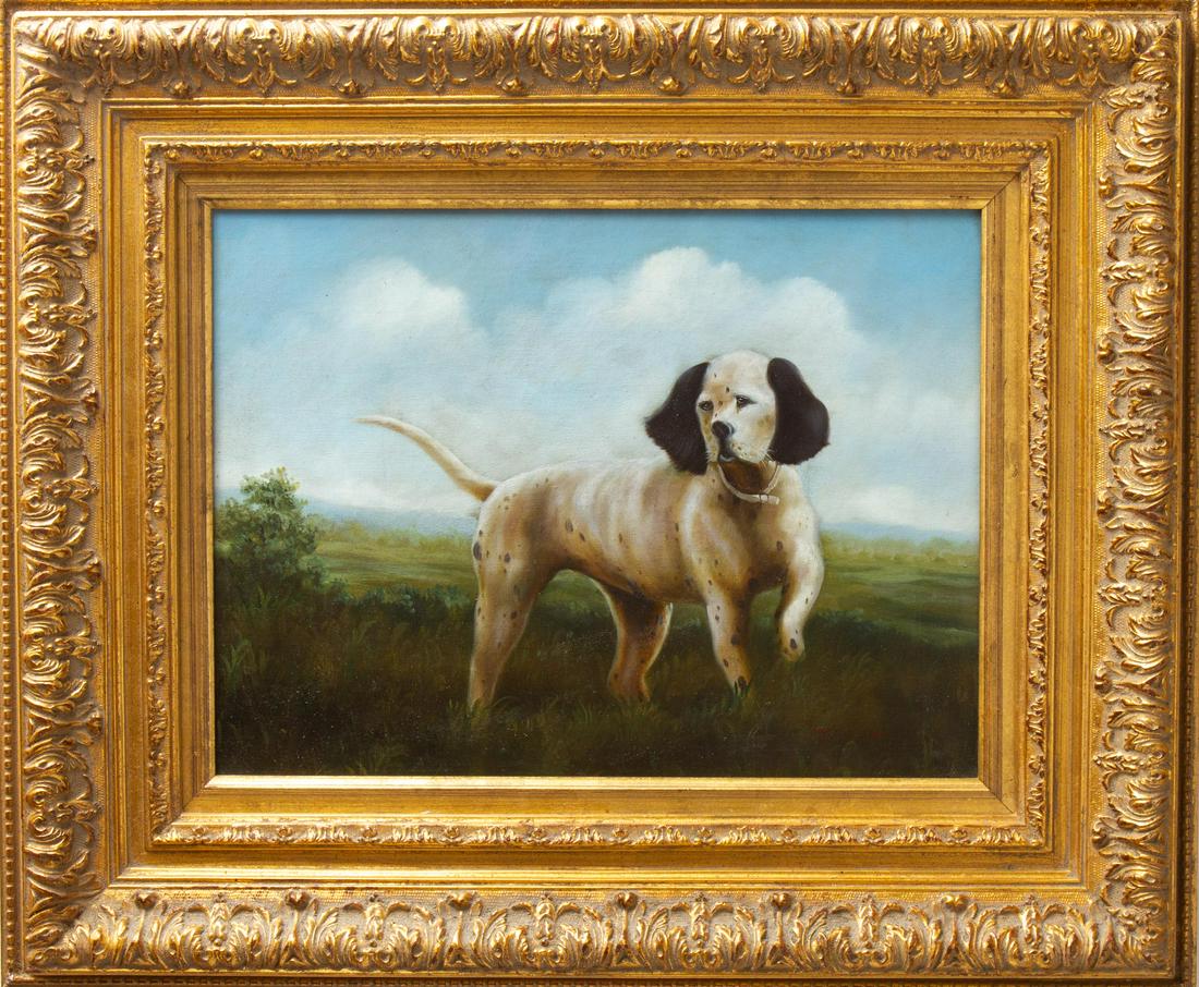 Illegibly Signed "Portrait of a Dog" Oil on Canvas (1 of 4)