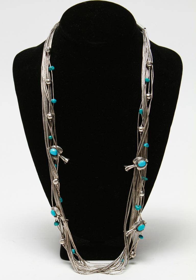 Southwest Sterling Silver & Turquoise Necklace (1 of 5)