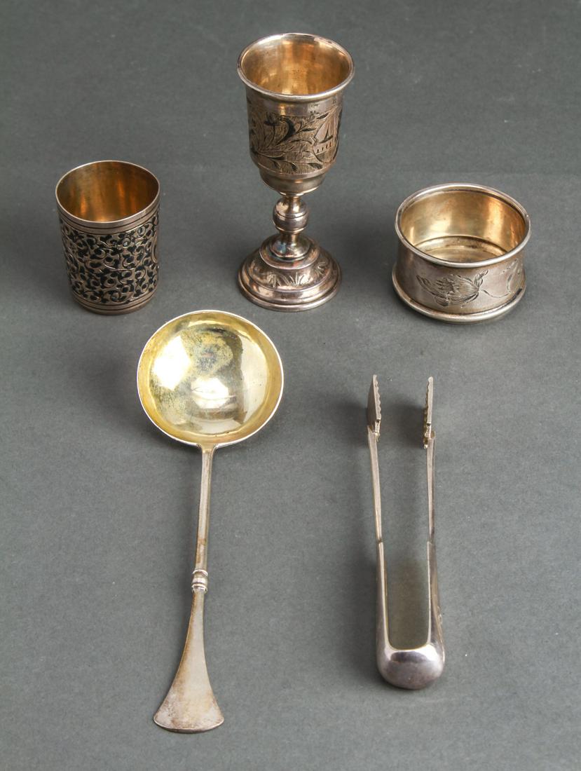 Judaica Russian Silver & Niello Items Group of 5 (1 of 7)