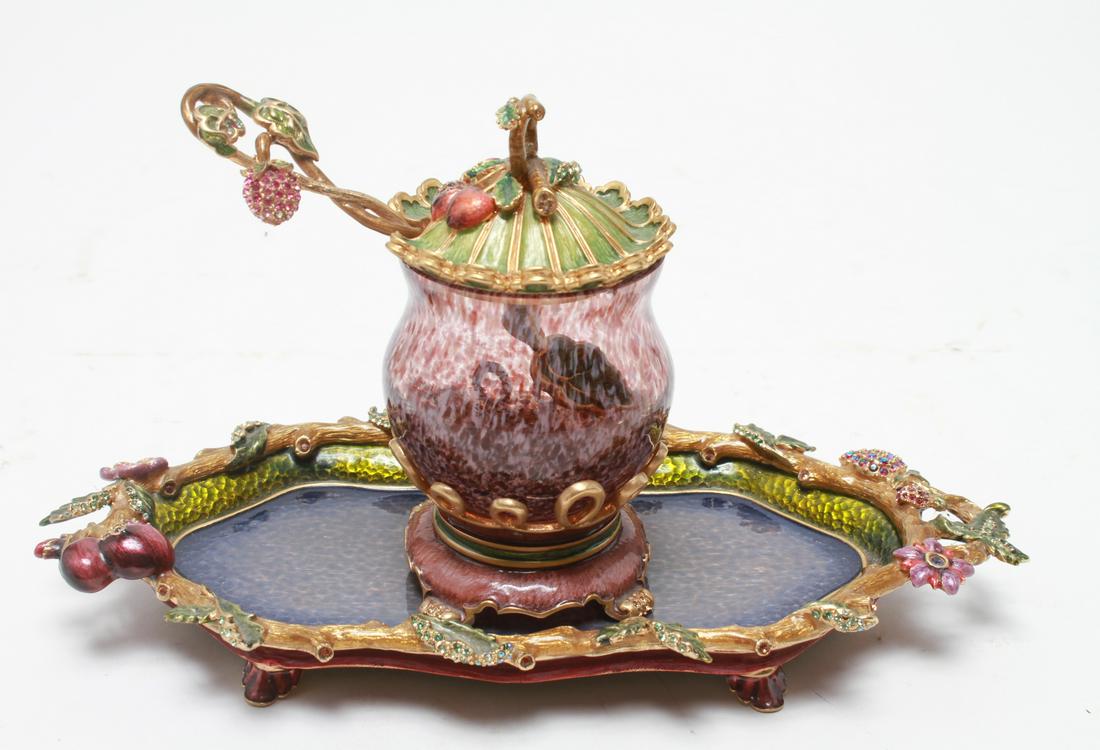 Jay Strongwater Enameled Metal Tray and Condiment (1 of 7)