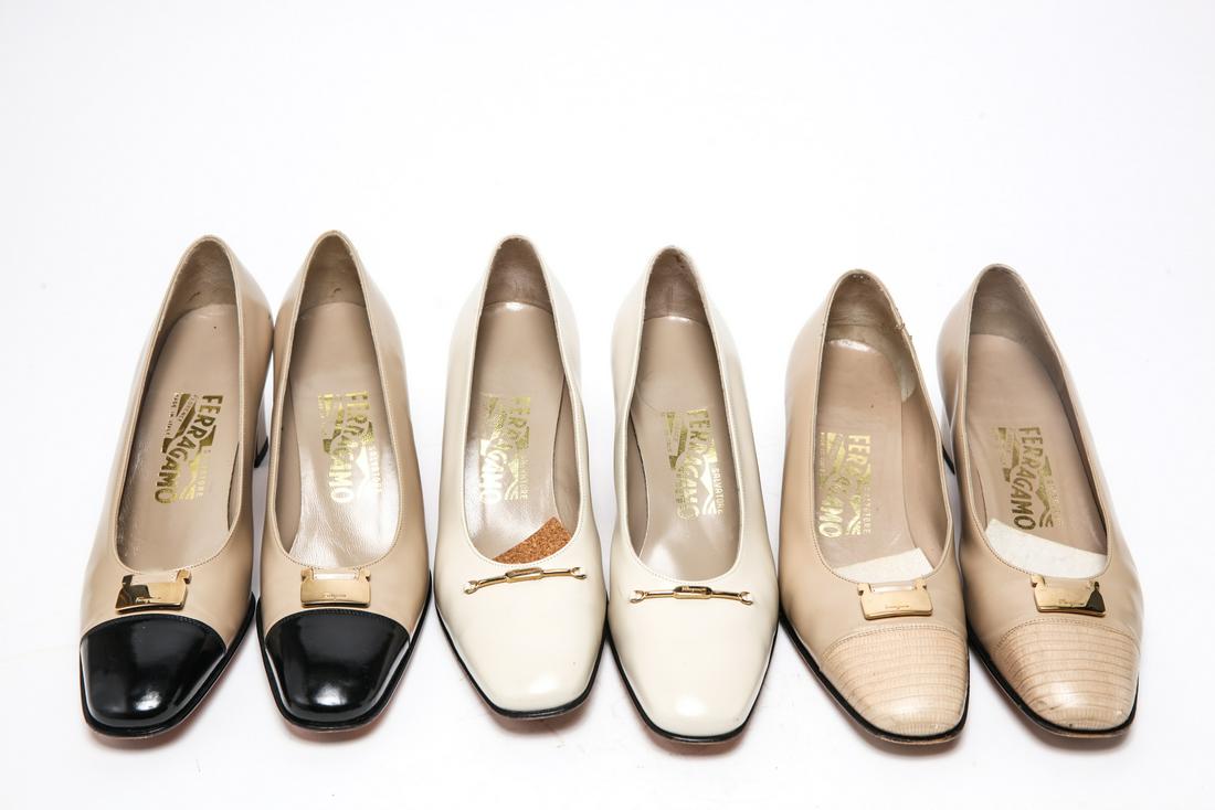 Salvatore Ferragamo Leather Pumps, 3 Pair (1 of 8)