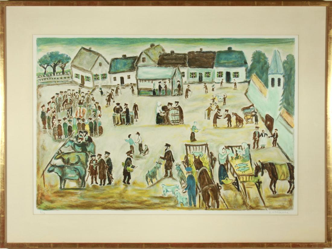Simon Karczmar Judaica Village Scene Lithograph (1 of 8)