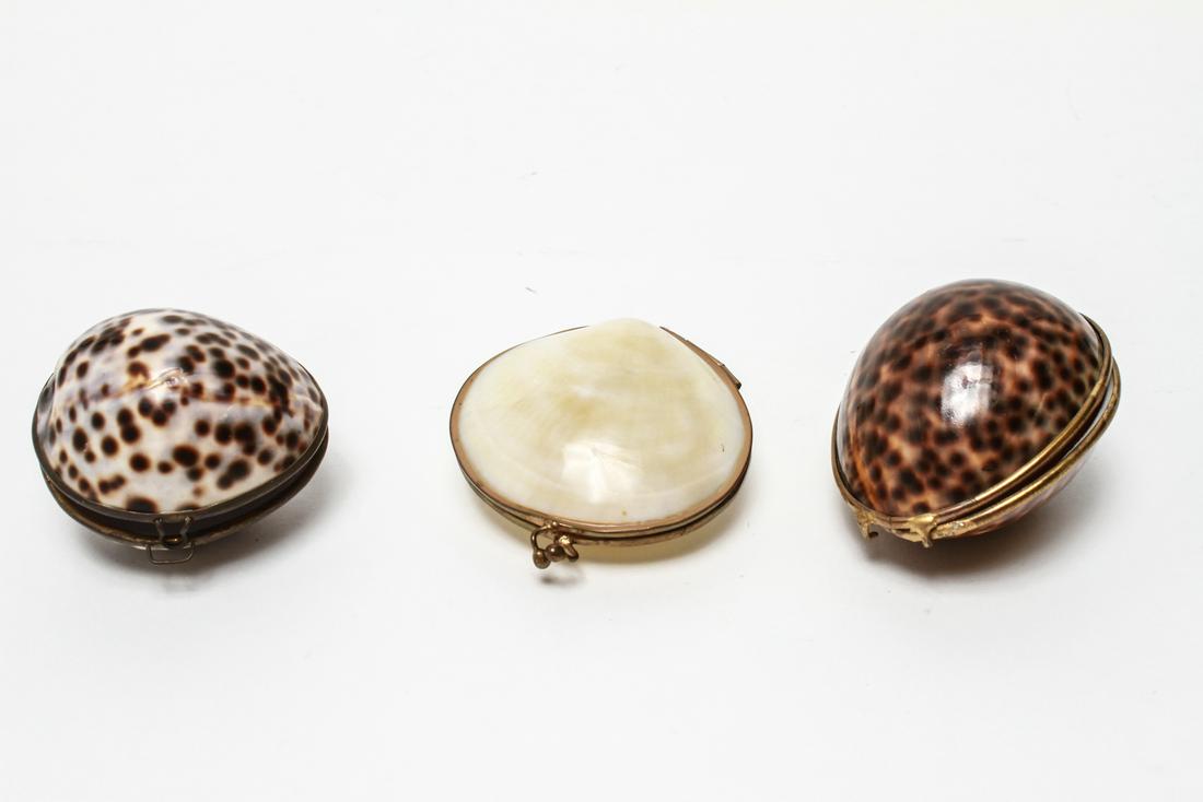 Seashell & Gilt Brass Trinket Boxes, Group of 3 (1 of 7)