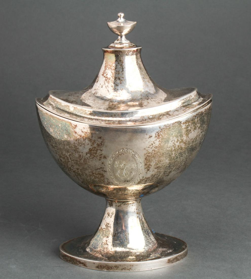John Sayre American Silver Sugar Bowl w Lid C.1800 (1 of 7)