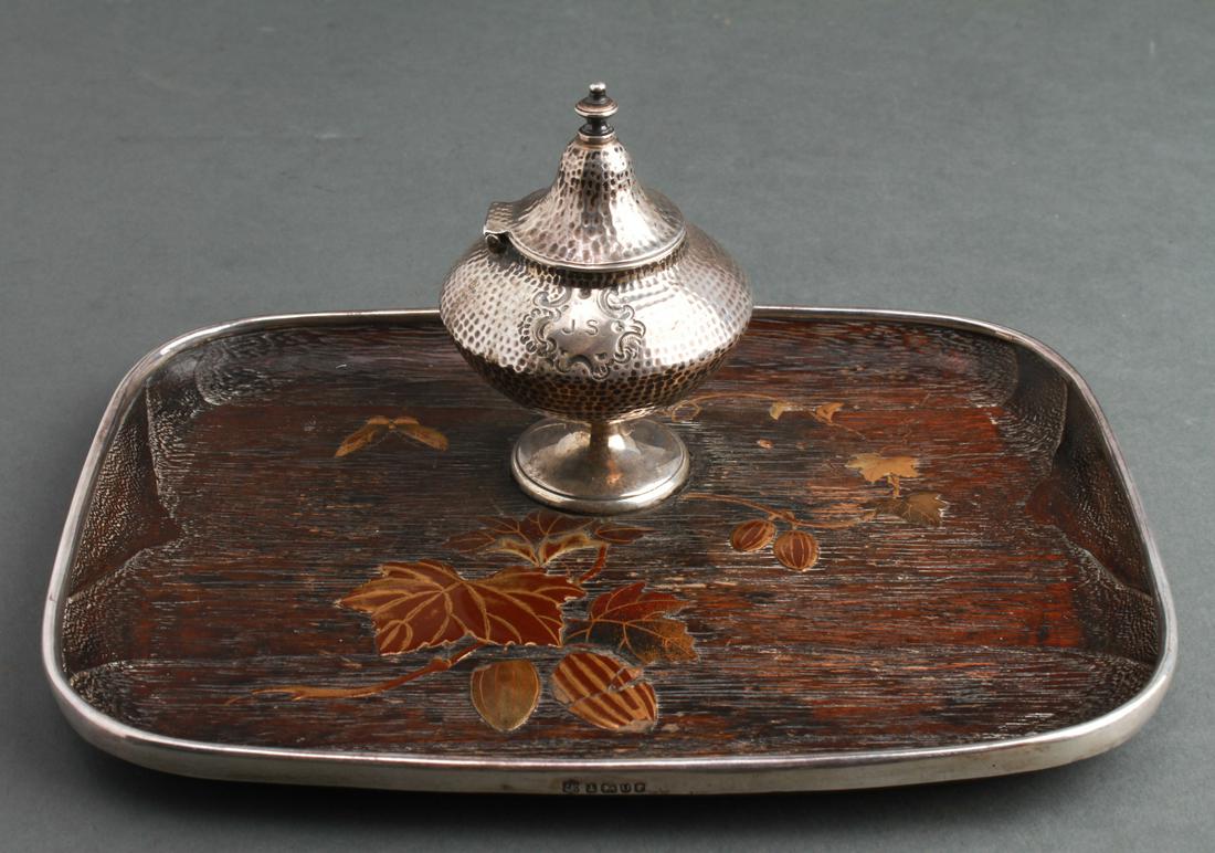 John & William Deakin Silver Inkwell Stand 19th C. (1 of 6)