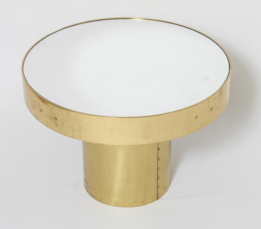 Modern Brass Accent Table w Round Mirror Top (1 of 2)