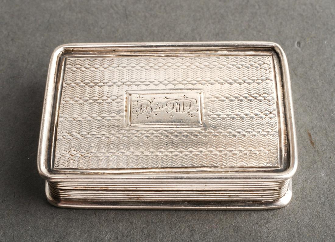 English Silver Engine-Turned Vinaigrette, 1835 (1 of 5)