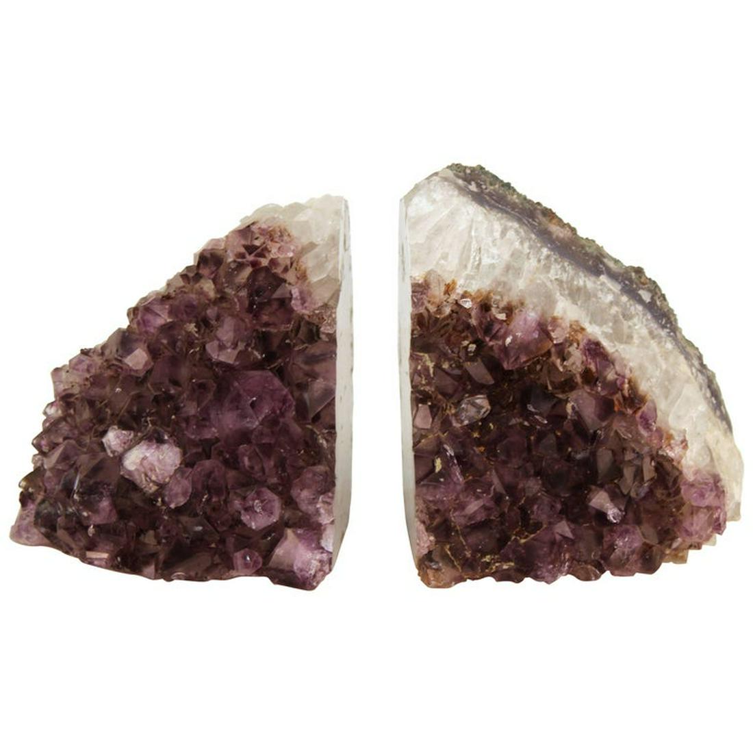 Amethyst & Rock Crystal Geode Bookends, Pair (1 of 8)