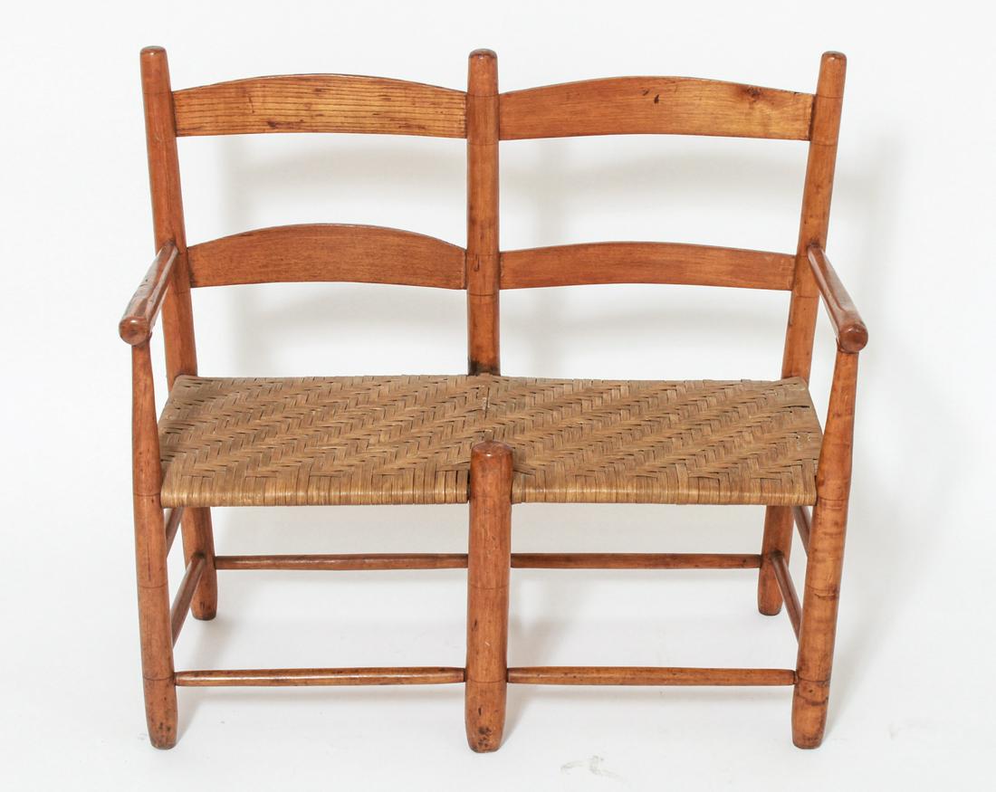 Shaker Two Chair Buggy Bench w Woven Seat (1 of 6)