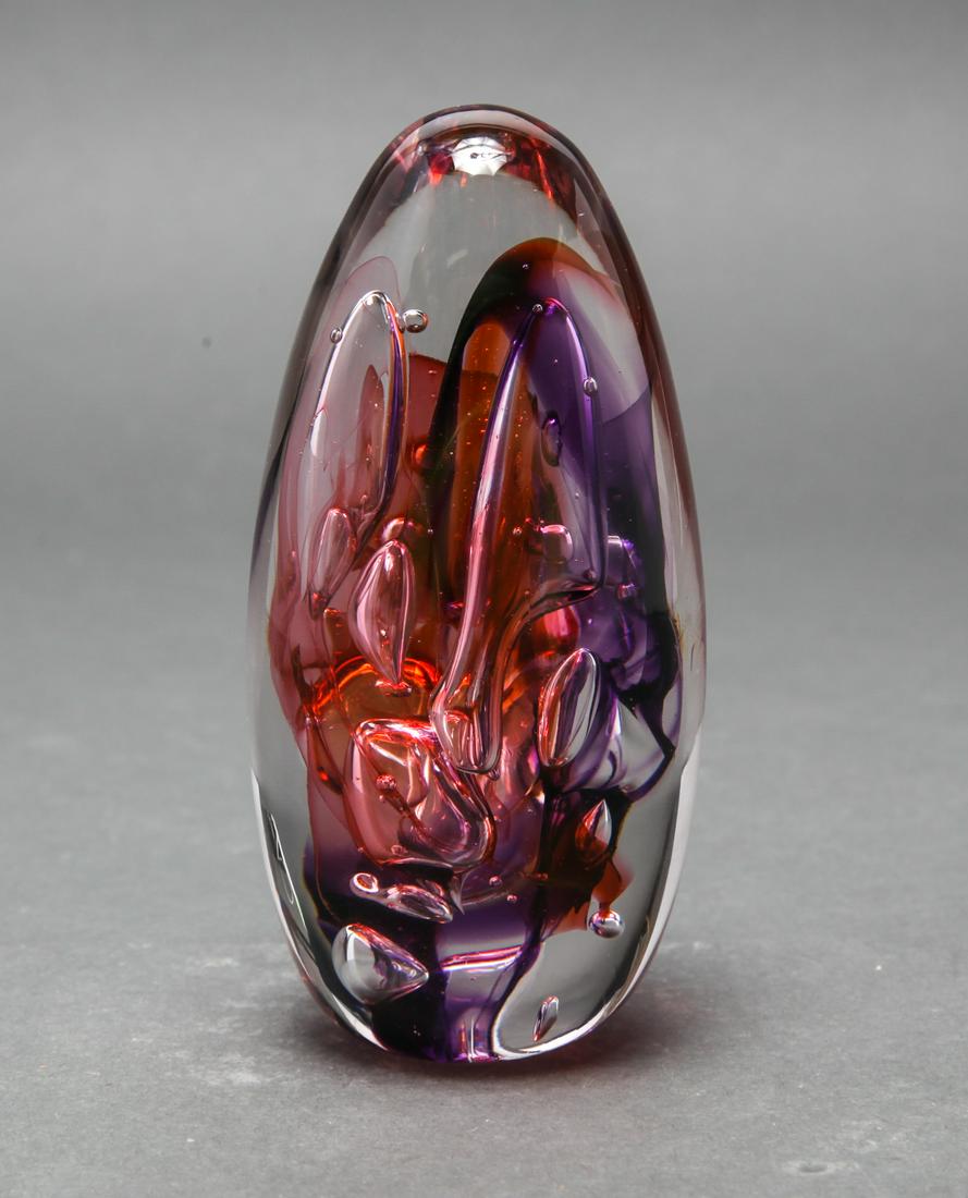 Illegibly Signed Abstract Art Glass Paperweight (1 of 5)