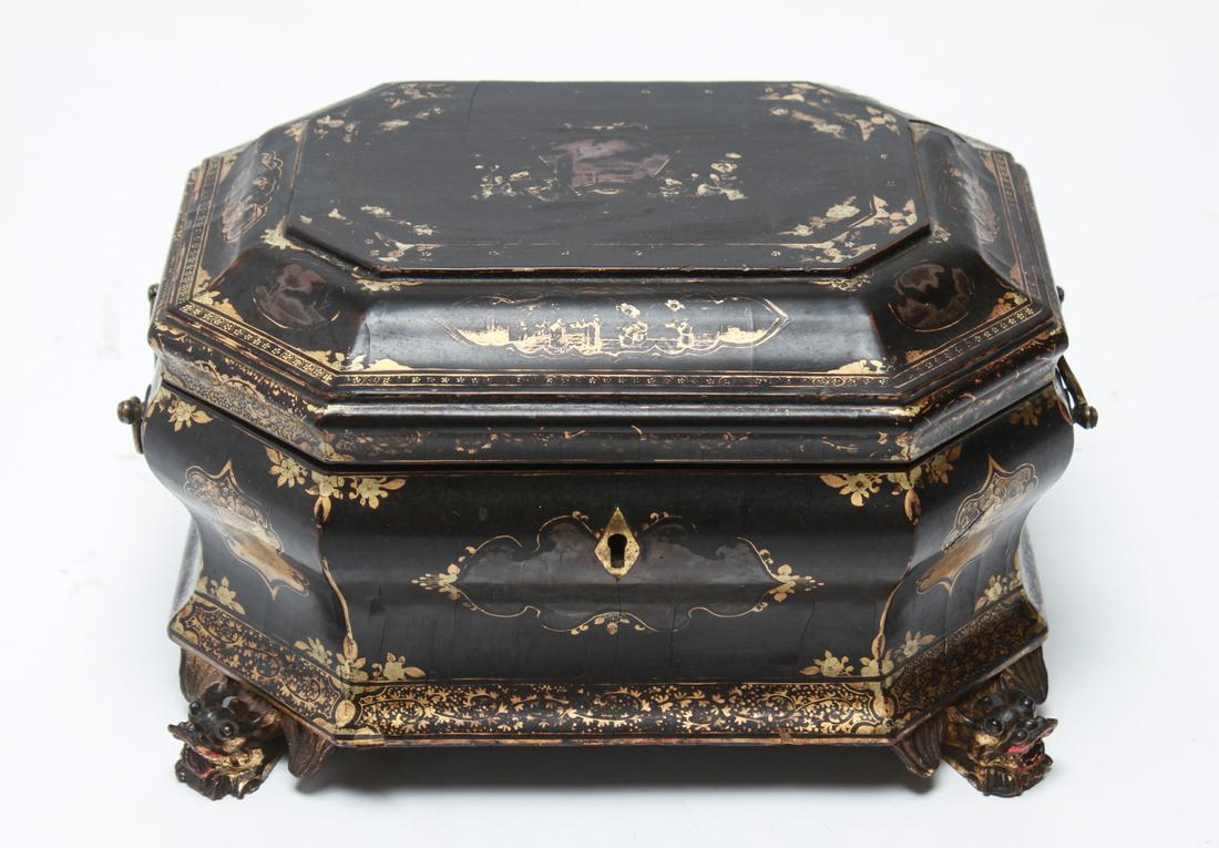 Japanese Lacquered Covered Box w Dragon Feet (1 of 6)